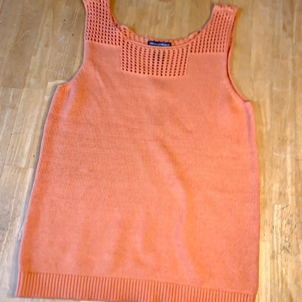 Chelsea & Theodore Orange Crochet Neck Tank